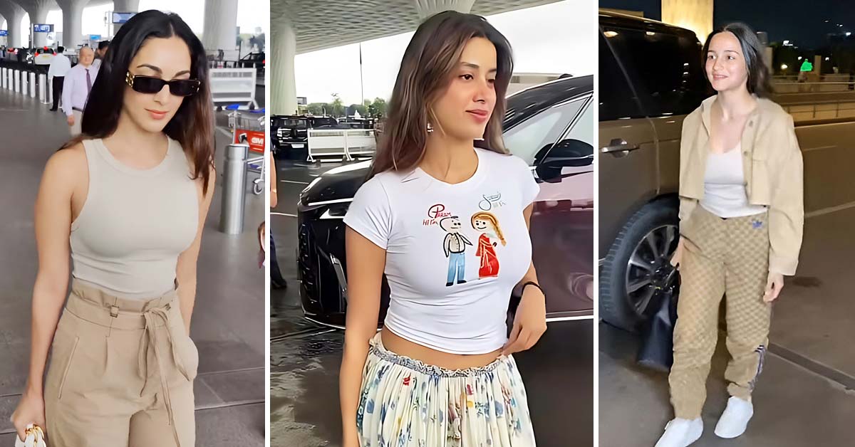 Celebrity inspired airport look for women 2025 – casual, chic, and travel-ready outfits from Bollywood stars like Alia Bhatt, Shraddha Kapoor, Janhvi Kapoor, and more.