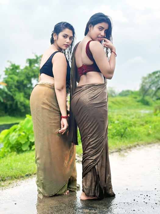 Desi bhabhi hot photo in wet saree – bold and beautiful village look