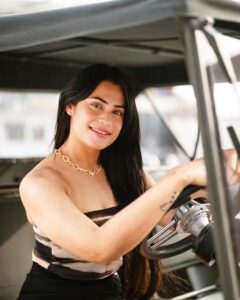 Kritika Malik Indian bhabhi photo sitting in car with stylish look