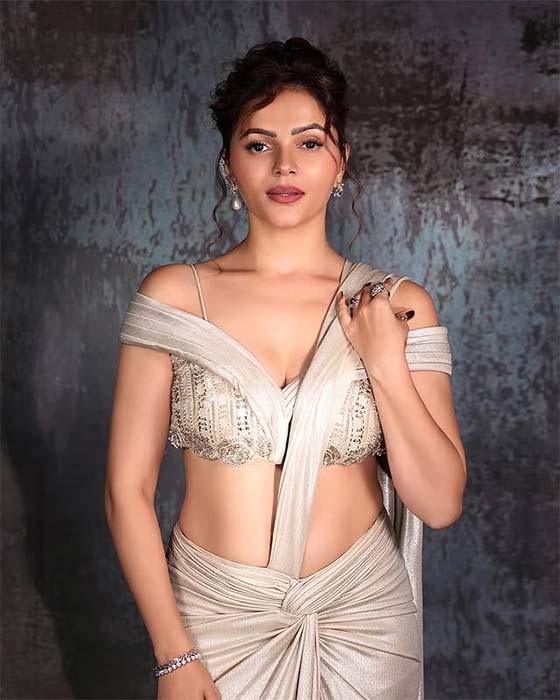 Rubina Dilaik stunning look in silver saree – Indian desi bhabhi photo HD